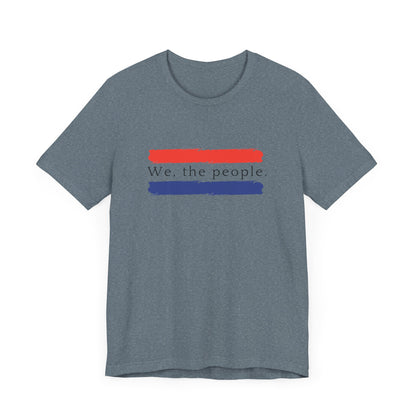 American People Unisex T-Shirt - 'We the People' Design Featuring Red and Blue Paint Splashes