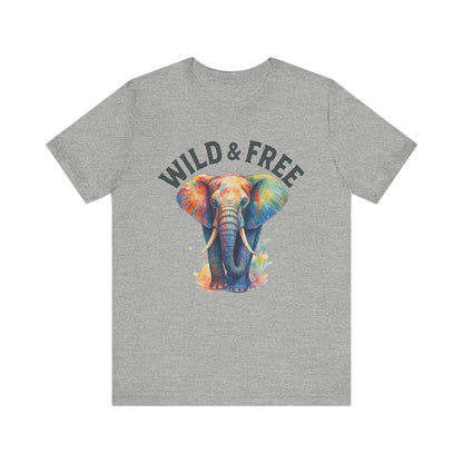 Wild & Free Elephant Tee, Unisex Short Sleeve T-Shirt for Nature Lovers, Bohemian Style Gift, Eco-Friendly Apparel, Adventure Shirt