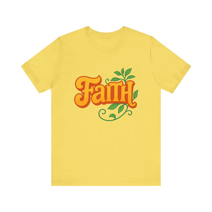 Faith Unisex Tee - Bold Orange with Green Leaves