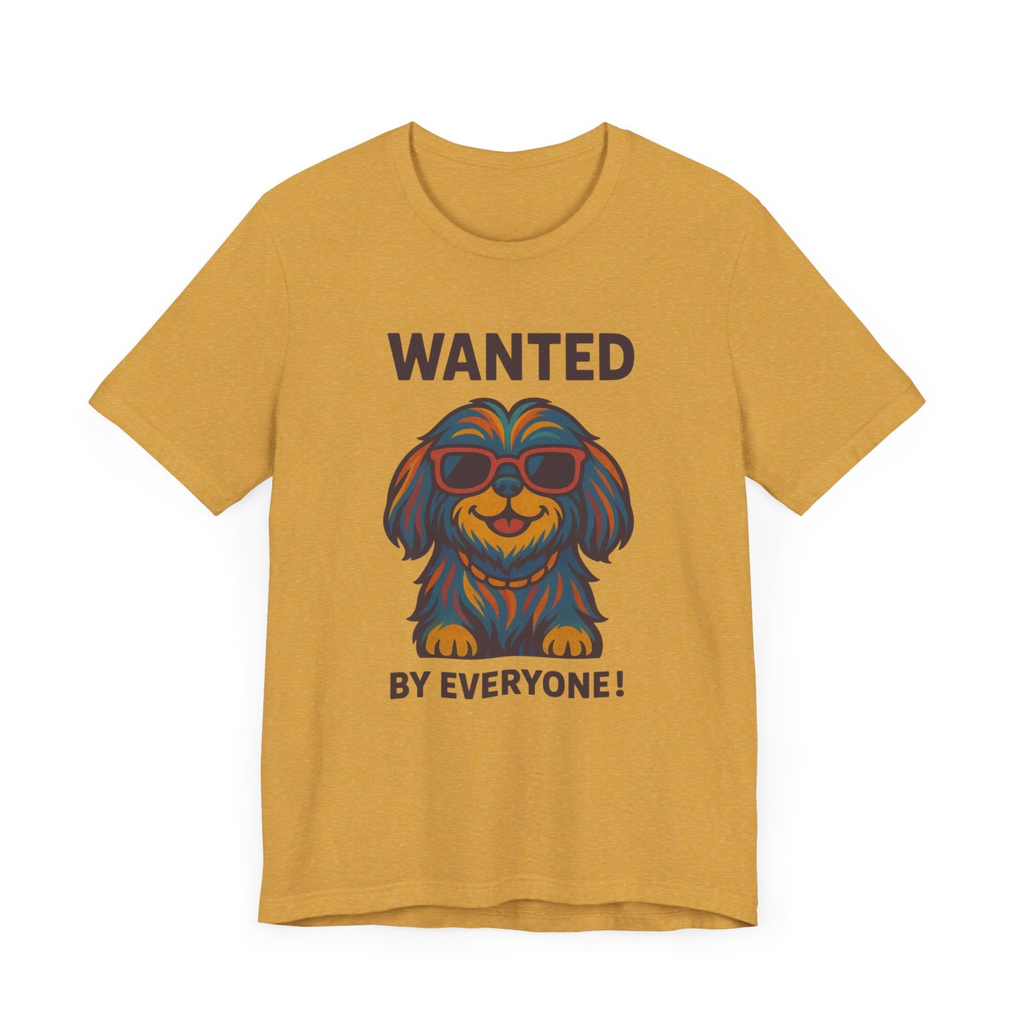 Shitzu Unisex Tee with Multicolored Fur and Sunglasses Design