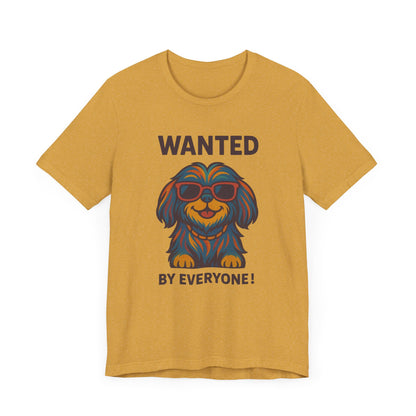 Shitzu Unisex Tee with Multicolored Fur and Sunglasses Design