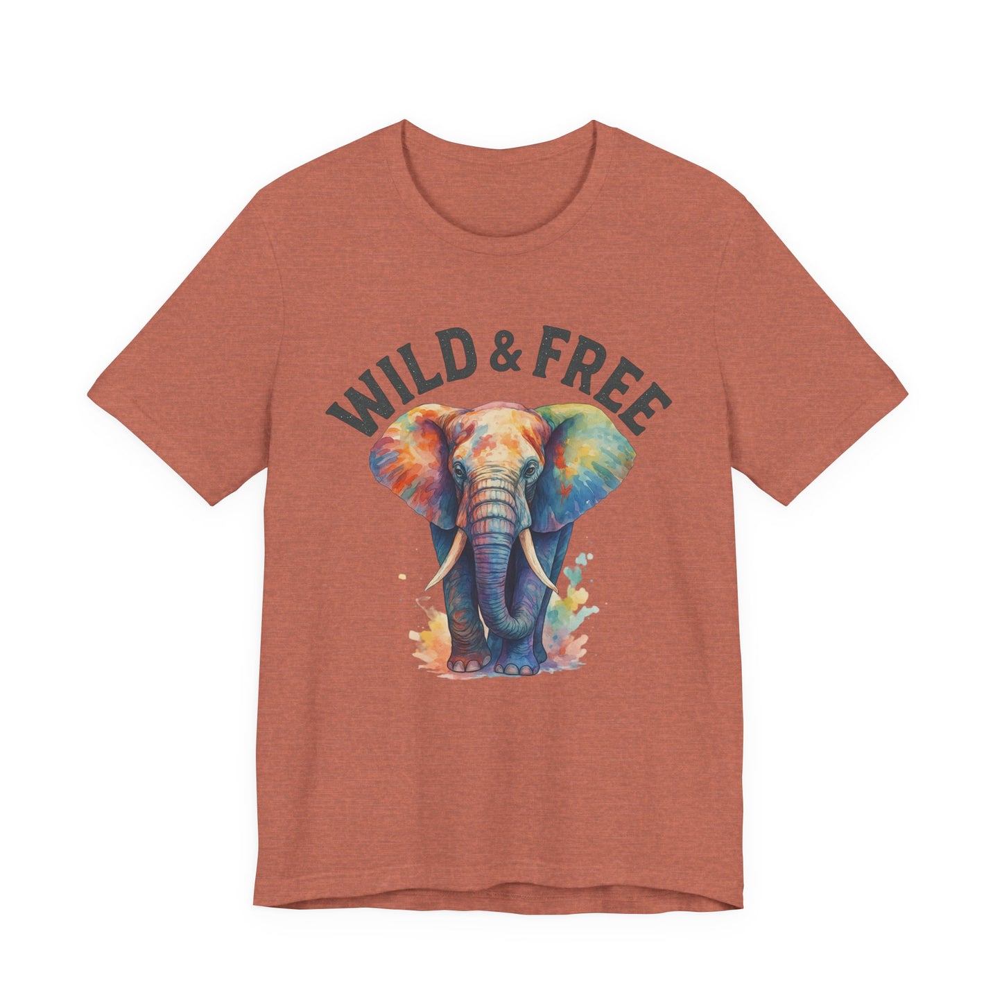 Wild & Free Elephant Tee, Unisex Short Sleeve T-Shirt for Nature Lovers, Bohemian Style Gift, Eco-Friendly Apparel, Adventure Shirt