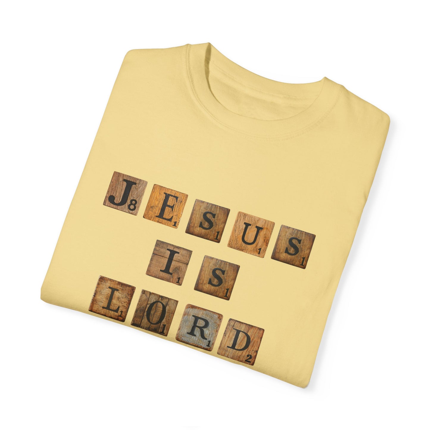 Jesus is Lord Scrabble Tile Unisex Garment-Dyed T-shirt