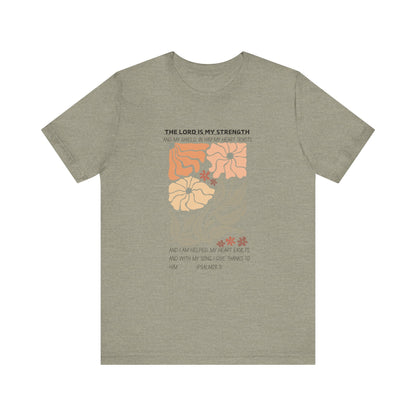 Boho Retro Flower T-shirt with Psalm 28:7