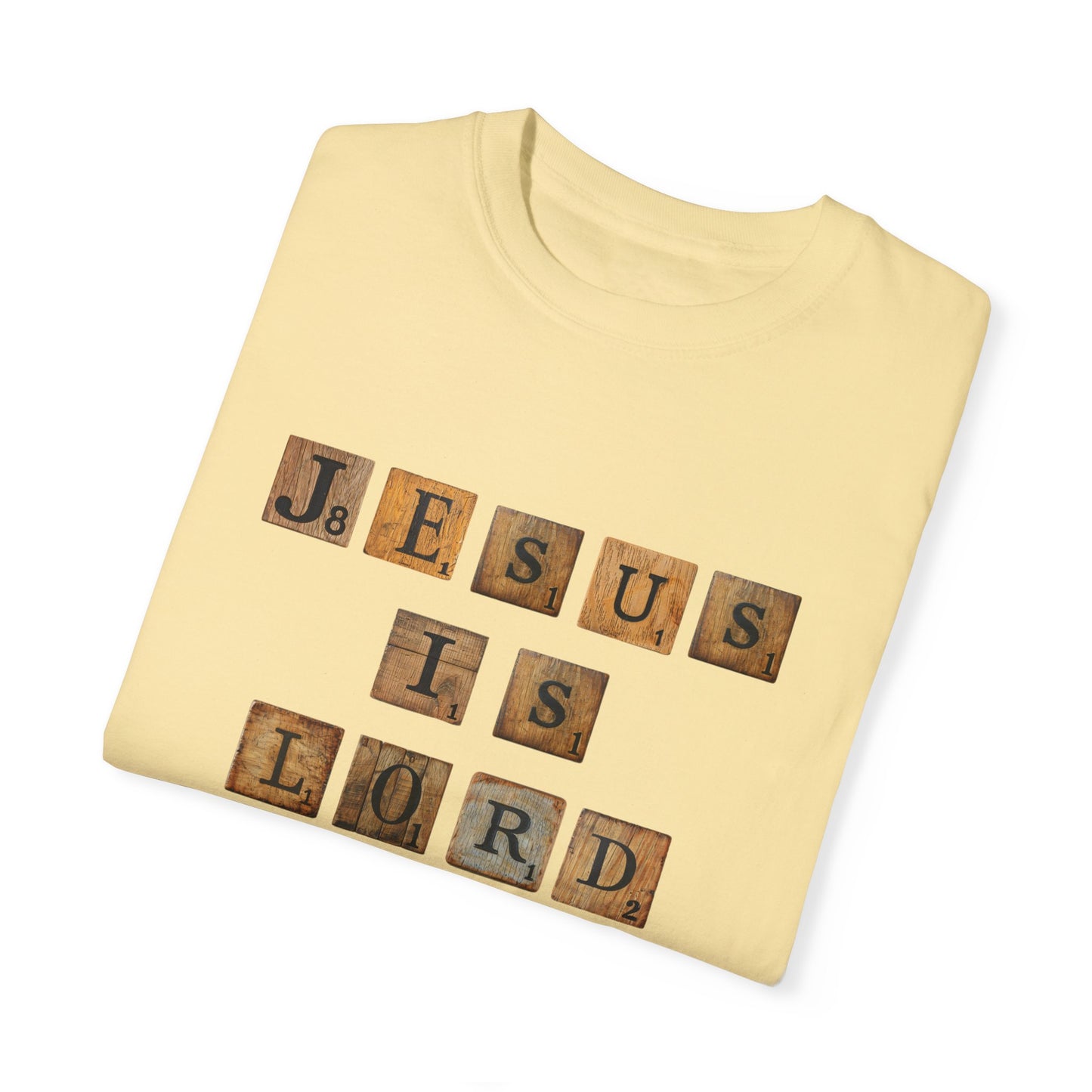 Jesus is Lord Scrabble Tile Unisex Garment-Dyed T-shirt