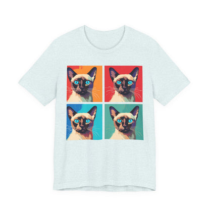 Colorful Siamese Cat Pop Art Style Tee