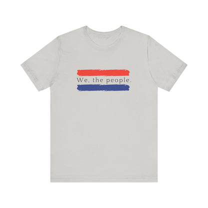 American People Unisex T-Shirt - 'We the People' Design Featuring Red and Blue Paint Splashes