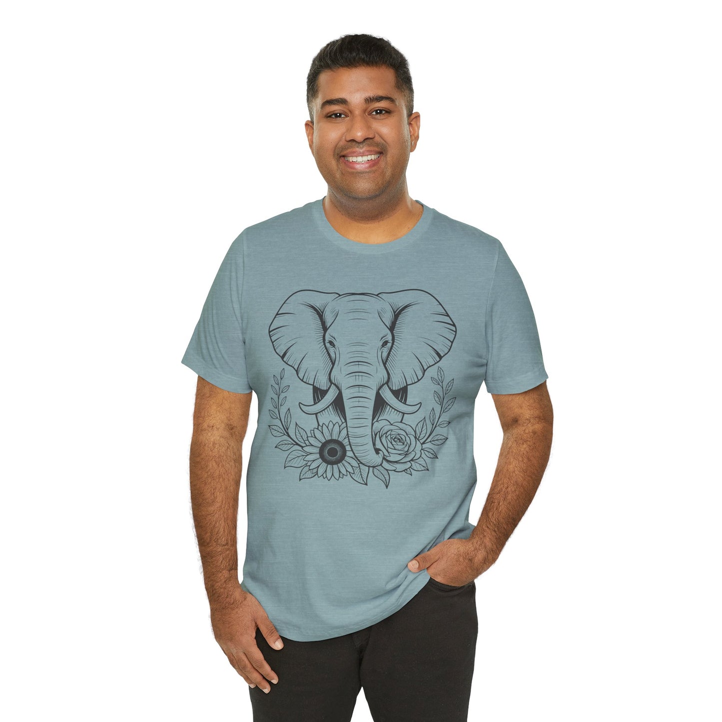 Elephant & Floral Strength T-Shirt — "Strength Meets Beauty"