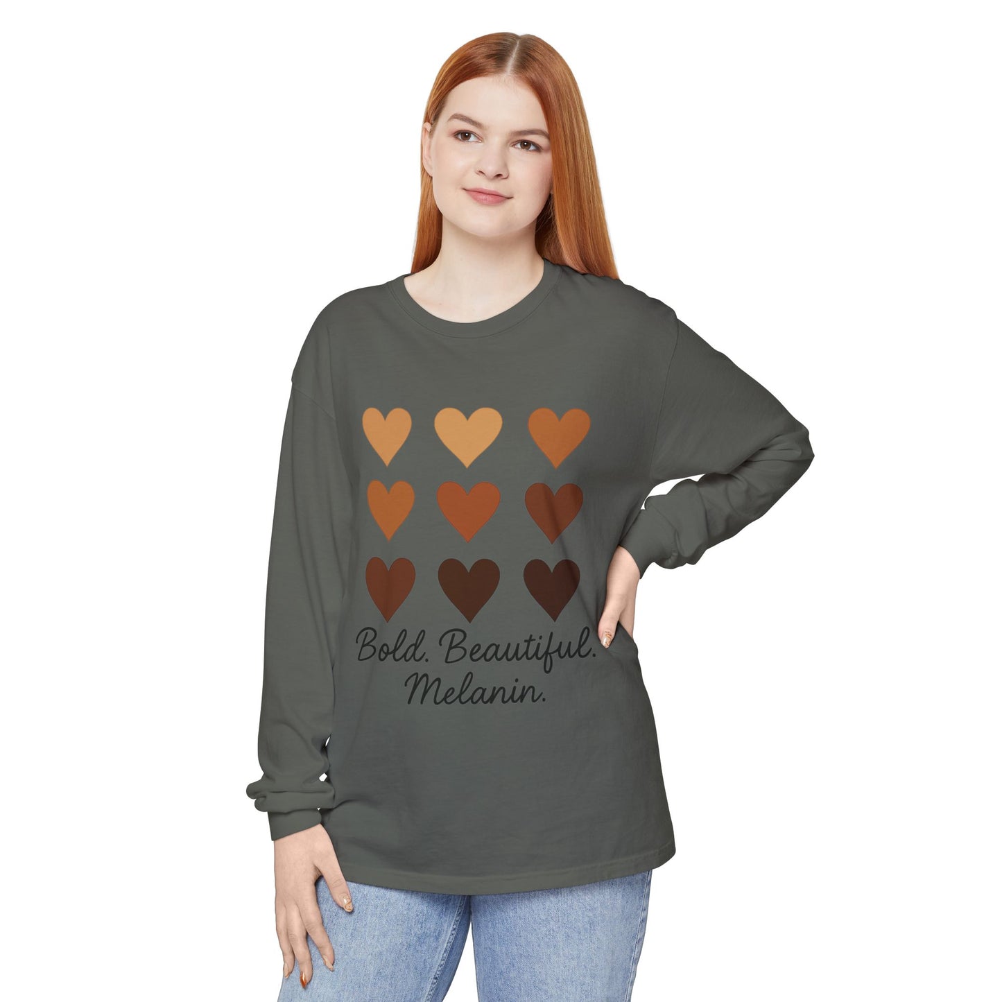 Unisex Long Sleeve T-Shirt - Bold, Beautiful Melanin - Celebrate Diversity, Perfect for Everyday Wear, Gift for Friends and Family