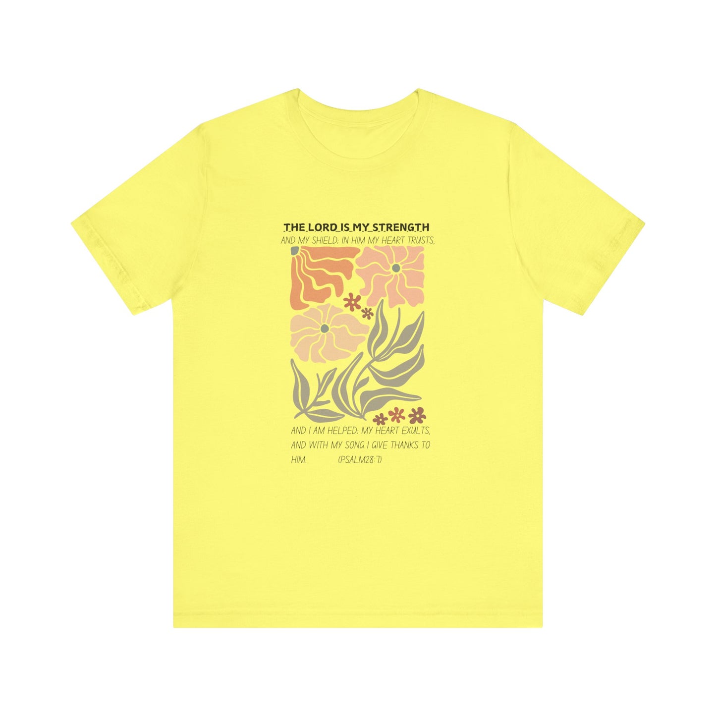 Boho Retro Flower T-shirt with Psalm 28:7