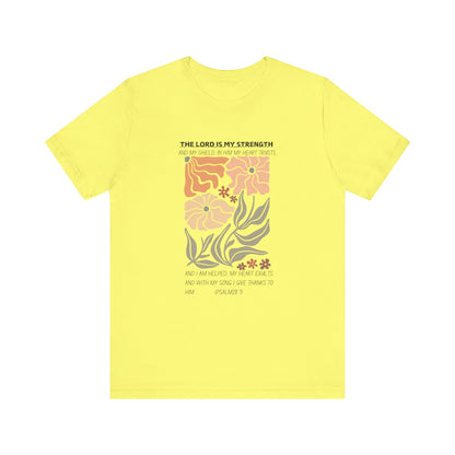 Boho Retro Flower T-shirt with Psalm 28:7