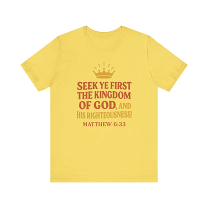 Unisex Tee Retro Style Matthew 6:33 Crown King of All Kings Scripture Shirt