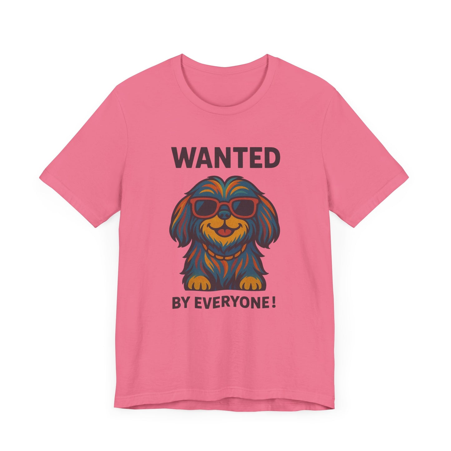Shitzu Unisex Tee with Multicolored Fur and Sunglasses Design