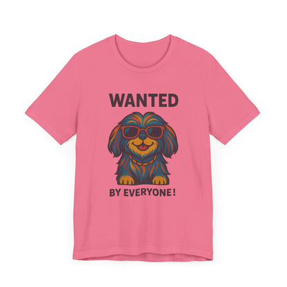 Shitzu Unisex Tee with Multicolored Fur and Sunglasses Design