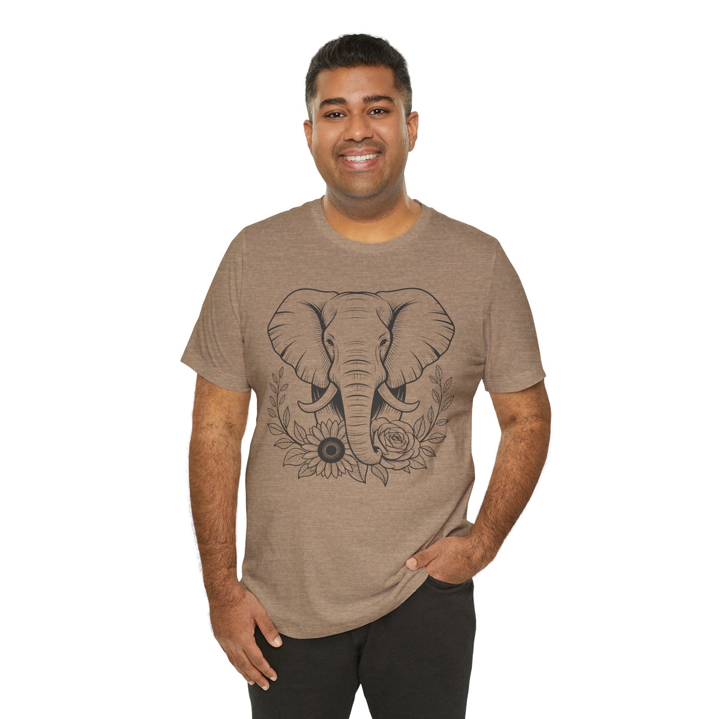 Elephant & Floral Strength T-Shirt — "Strength Meets Beauty"