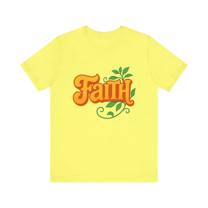 Faith Unisex Tee - Bold Orange with Green Leaves
