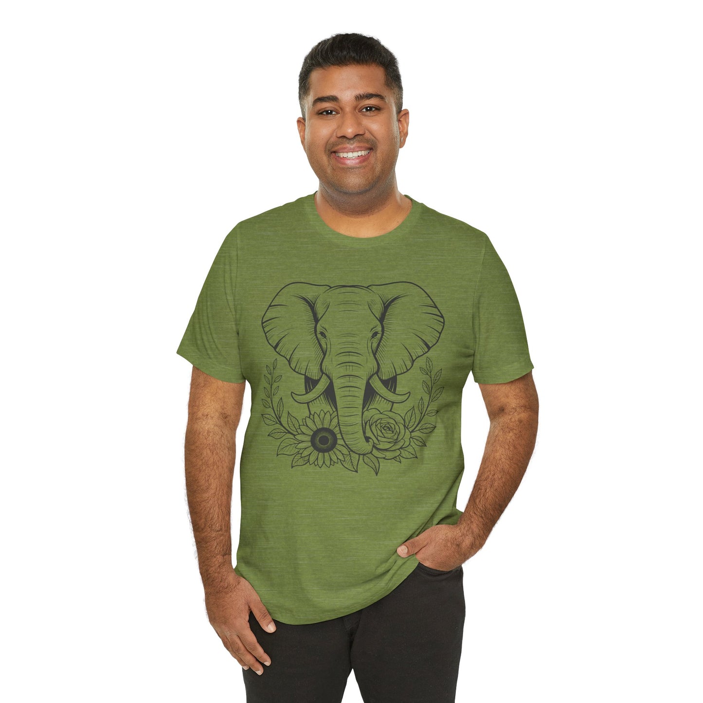 Elephant & Floral Strength T-Shirt — "Strength Meets Beauty"