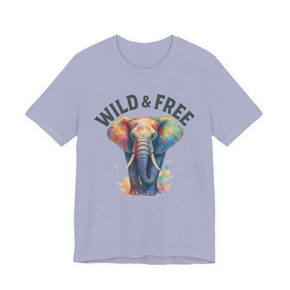 Wild & Free Elephant Tee, Unisex Short Sleeve T-Shirt for Nature Lovers, Bohemian Style Gift, Eco-Friendly Apparel, Adventure Shirt