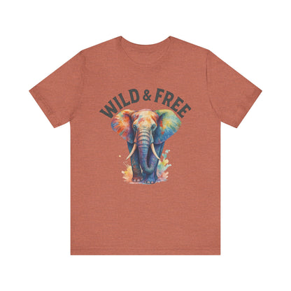 Wild & Free Elephant Tee, Unisex Short Sleeve T-Shirt for Nature Lovers, Bohemian Style Gift, Eco-Friendly Apparel, Adventure Shirt
