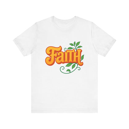 Faith Unisex Tee - Bold Orange with Green Leaves