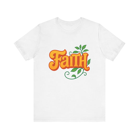Faith Unisex Tee - Bold Orange with Green Leaves