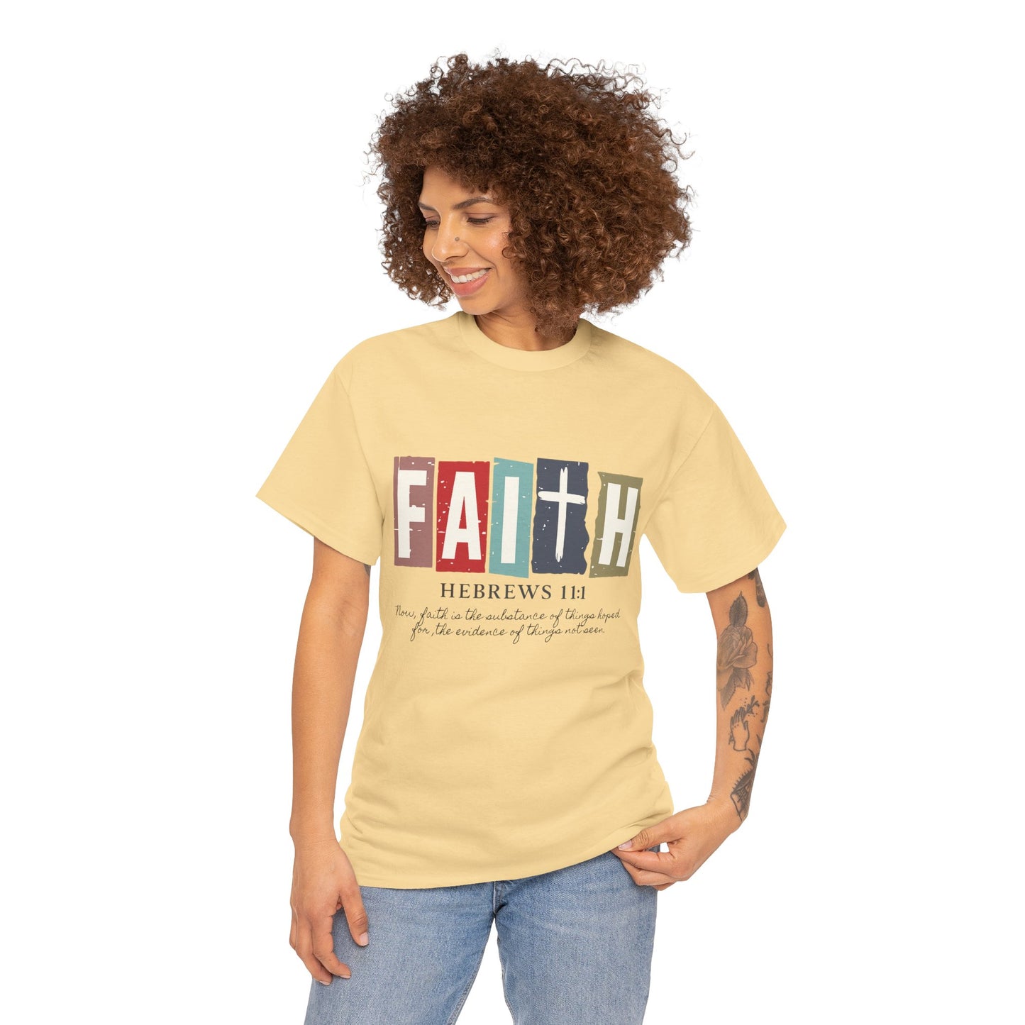 Funky Christian Tee - Colorful FAITH Design - Hebrews 11:1