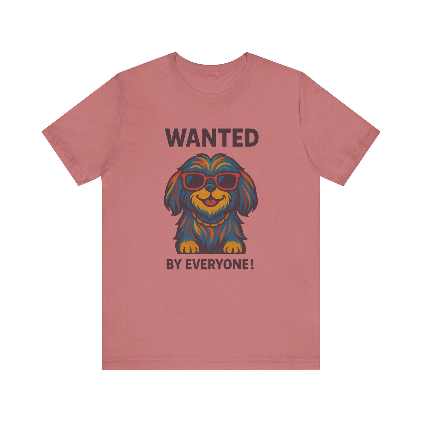 Shitzu Unisex Tee with Multicolored Fur and Sunglasses Design