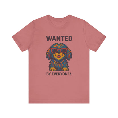 Shitzu Unisex Tee with Multicolored Fur and Sunglasses Design