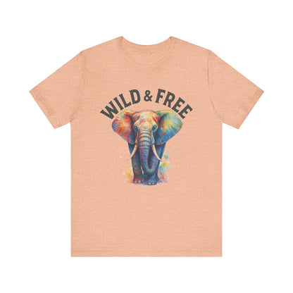 Wild & Free Elephant Tee, Unisex Short Sleeve T-Shirt for Nature Lovers, Bohemian Style Gift, Eco-Friendly Apparel, Adventure Shirt