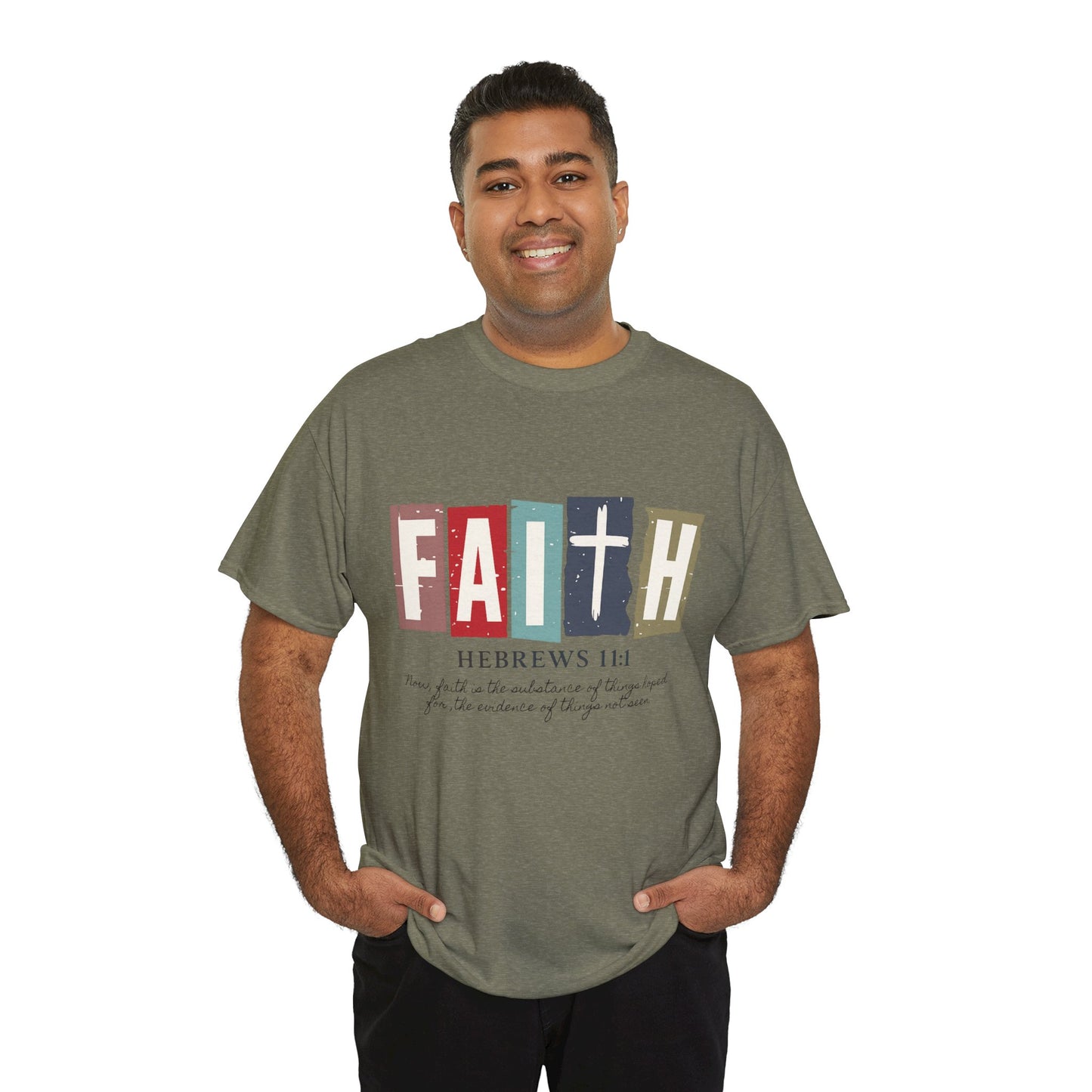 Funky Christian Tee - Colorful FAITH Design - Hebrews 11:1