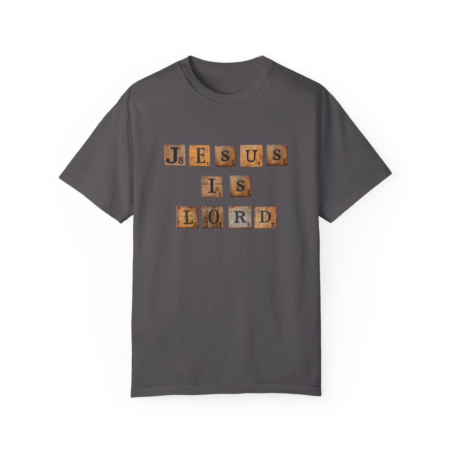Jesus is Lord Scrabble Tile Unisex Garment-Dyed T-shirt