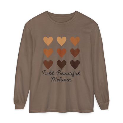 Unisex Long Sleeve T-Shirt - Bold, Beautiful Melanin - Celebrate Diversity, Perfect for Everyday Wear, Gift for Friends and Family