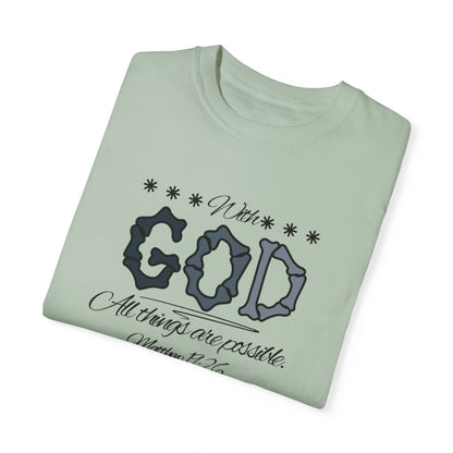 Faith Inspired T-shirt Matthew 19:26 Monochrome Design