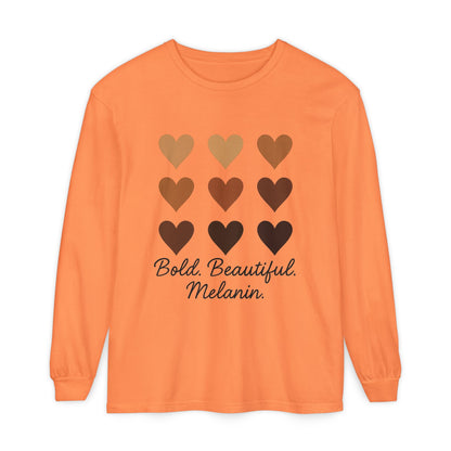 Unisex Long Sleeve T-Shirt - Bold, Beautiful Melanin - Celebrate Diversity, Perfect for Everyday Wear, Gift for Friends and Family