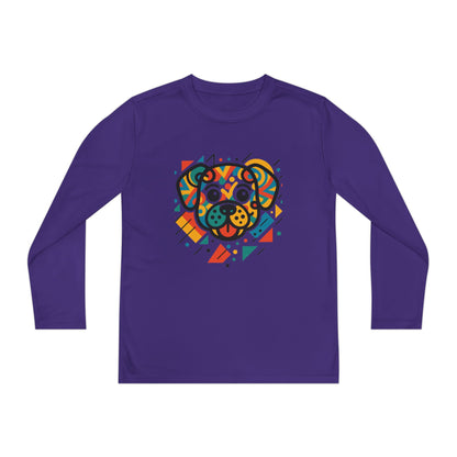 Youth Long Sleeve Tee - Colorful Geometric Dog Design