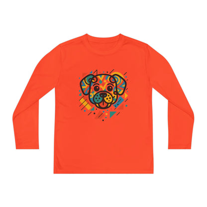 Youth Long Sleeve Tee - Colorful Geometric Dog Design