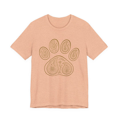 Gold Paisley Paw Print Tee