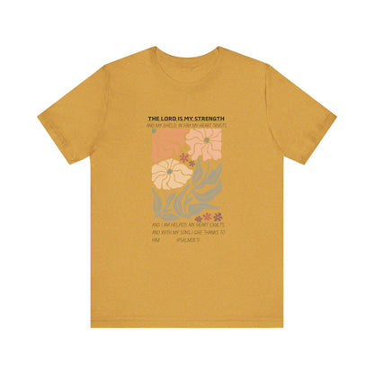 Boho Retro Flower T-shirt with Psalm 28:7