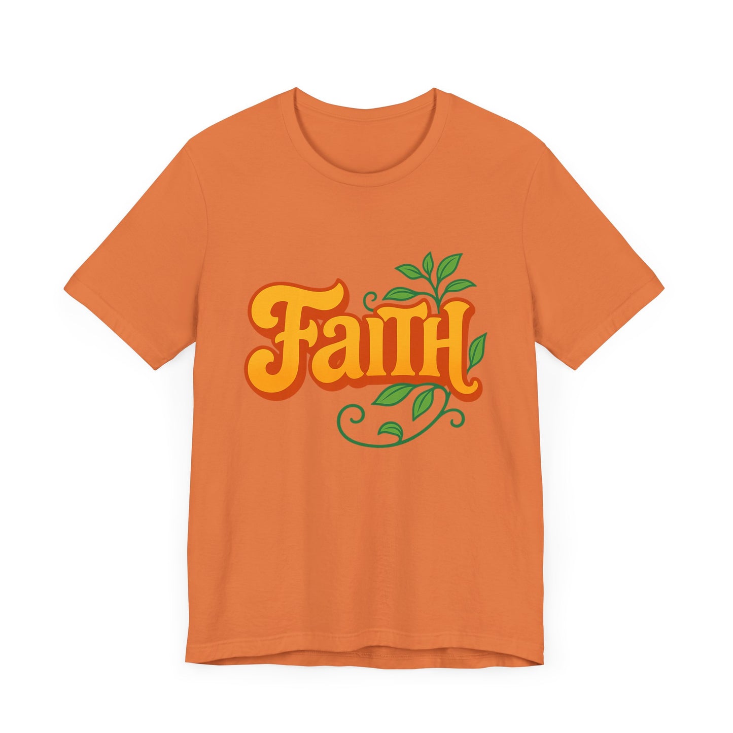 Faith Unisex Tee - Bold Orange with Green Leaves