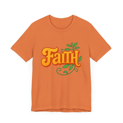 Faith Unisex Tee - Bold Orange with Green Leaves