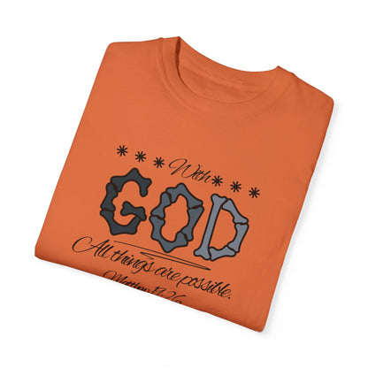 Faith Inspired T-shirt Matthew 19:26 Monochrome Design