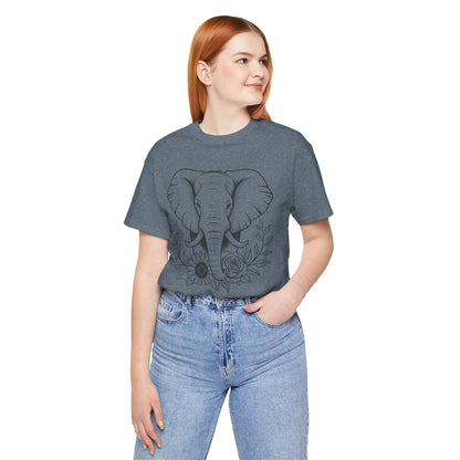 Elephant & Floral Strength T-Shirt — "Strength Meets Beauty"
