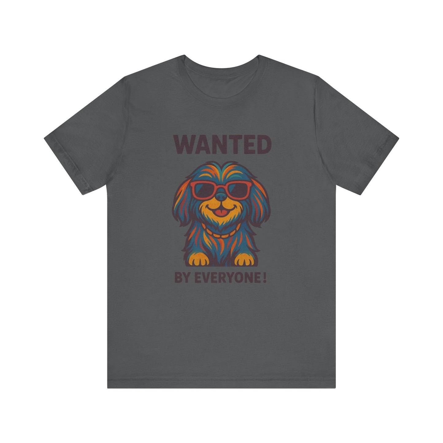Shitzu Unisex Tee with Multicolored Fur and Sunglasses Design