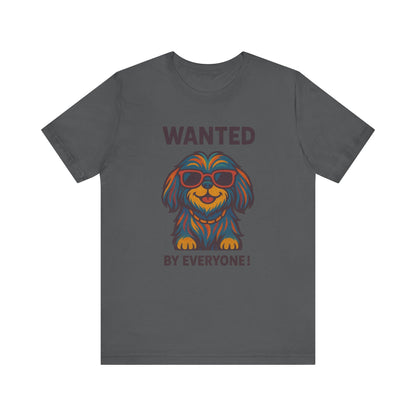 Shitzu Unisex Tee with Multicolored Fur and Sunglasses Design