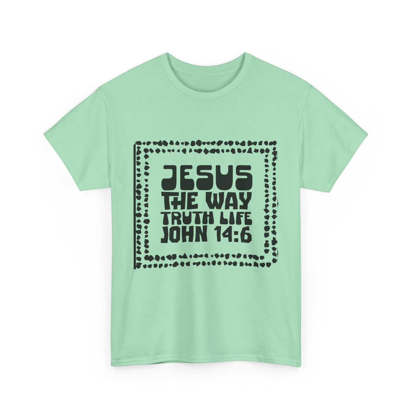 Christian Unisex Tee with Hot Chunky Funky Letters and Abstract Beads - John 14:6
