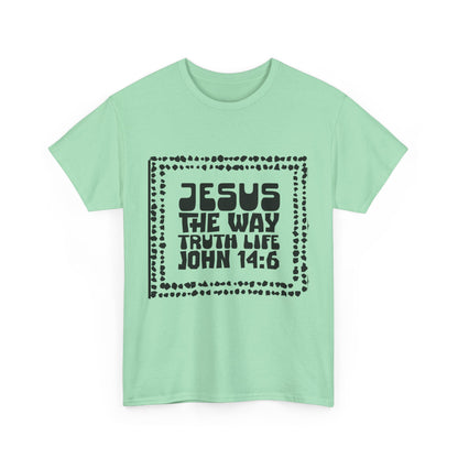 Christian Unisex Tee with Hot Chunky Funky Letters and Abstract Beads - John 14:6