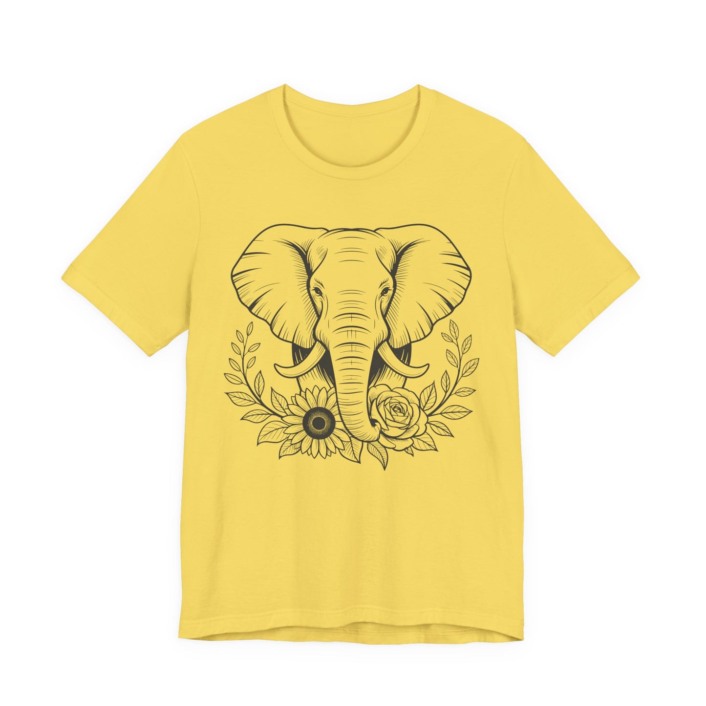 Elephant & Floral Strength T-Shirt — "Strength Meets Beauty"