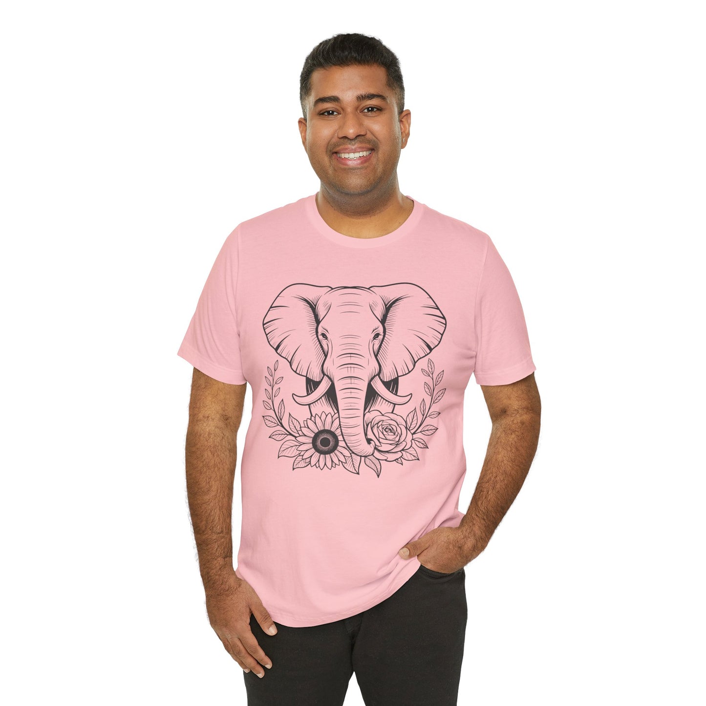 Elephant & Floral Strength T-Shirt — "Strength Meets Beauty"