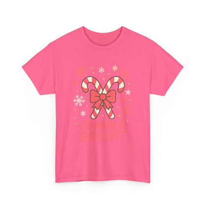 Candy Cane Christmas Tee, Holiday Shirt, Festive Unisex Cotton Tee, Merry and Bright T-Shirt, Gift for Christmas, Winter Apparel
