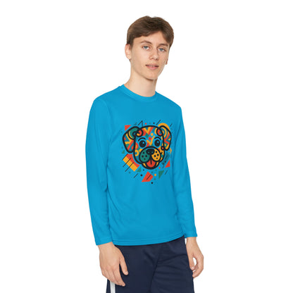 Youth Long Sleeve Tee - Colorful Geometric Dog Design